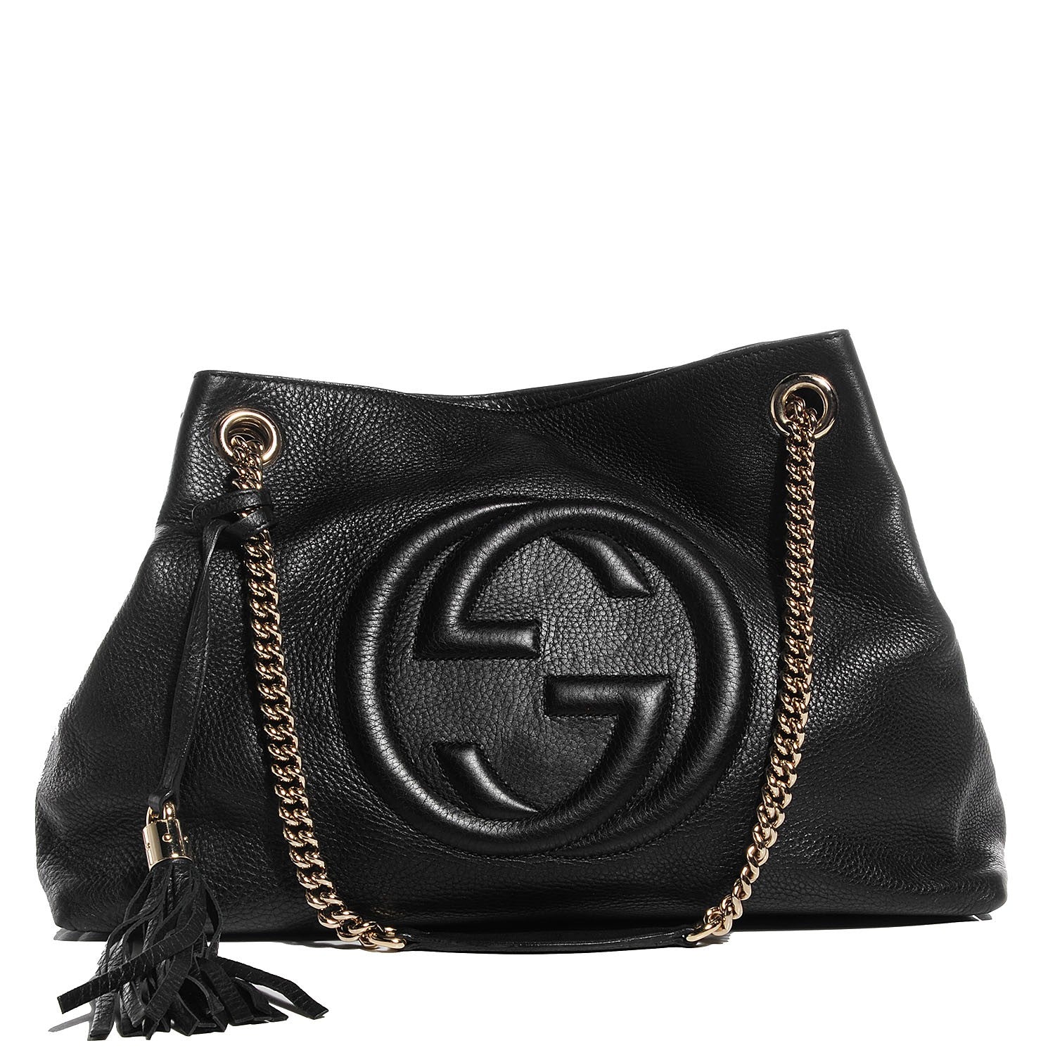 Gucci Pebbled Calfskin Medium Soho Chain Shoulder Bag Black 1 of 9