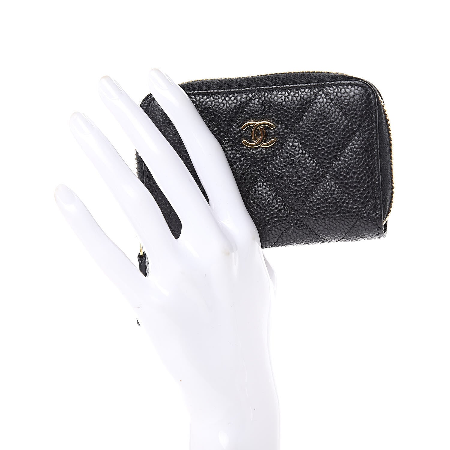 Chanel Caviar Quilted Zip Coin Purse Black 2 of 8