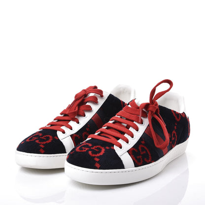 Gucci Terry Cloth GG Monogram Web Womens Ace Sneakers 39.5 Blue Red 2 of 11