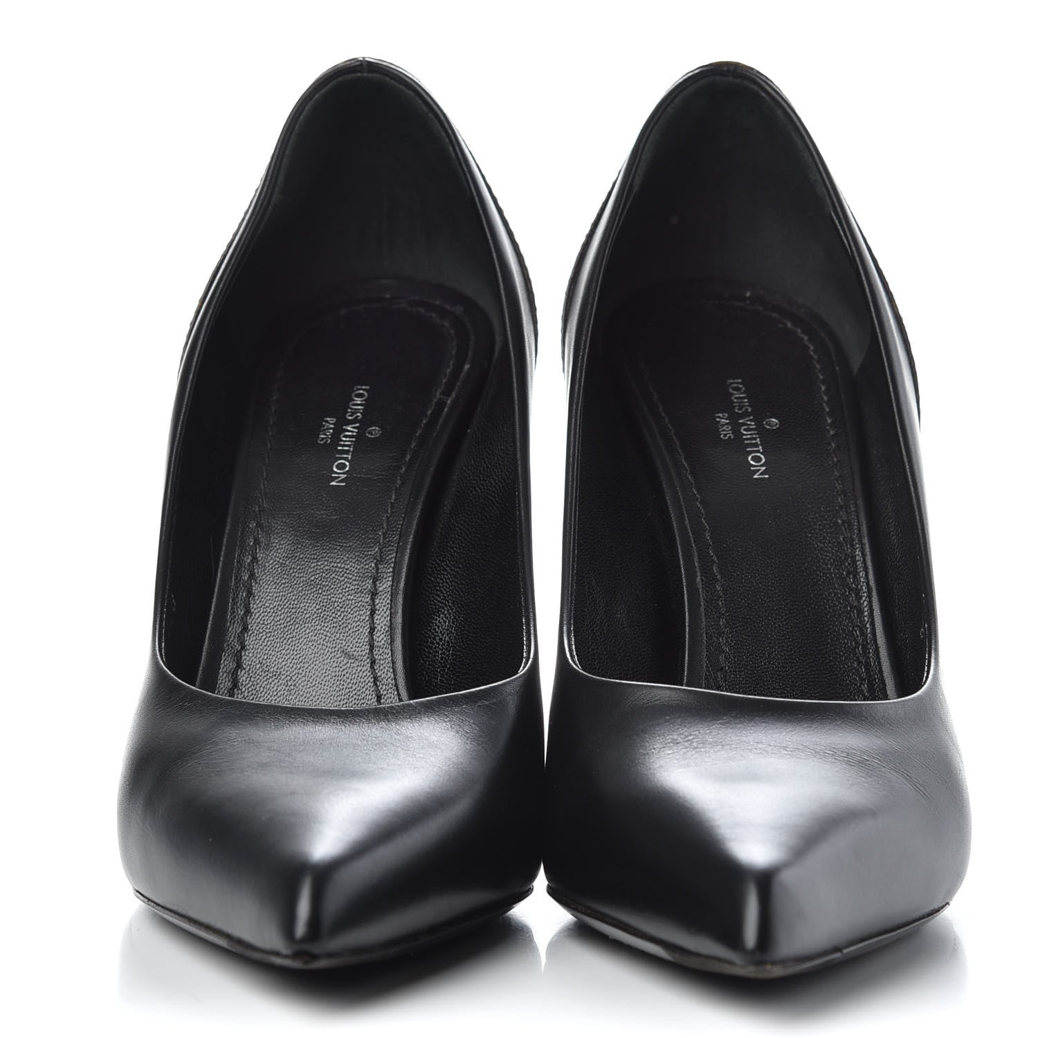 Louis Vuitton Calfskin Monogram Matchmake Pumps 37.5 Black 2 of 10