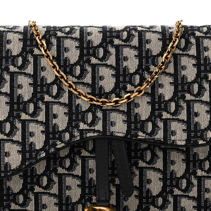 Christian Dior Oblique Saddle Chain Pouch Blue 8 of 11