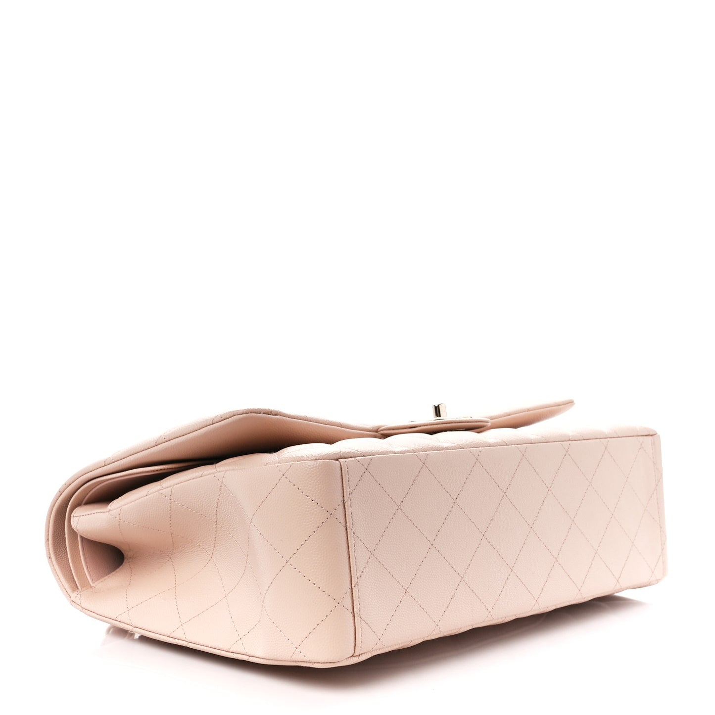 Caviar Quilted Maxi Double Flap Light Beige