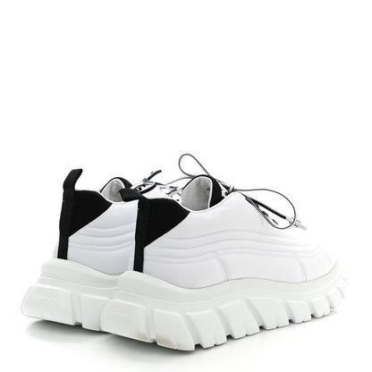 Prada Re-Nylon Gabardine Rubber Logo Quilted Womens 50mm Low Top Sneakers 38.5 White Black 4 of 9