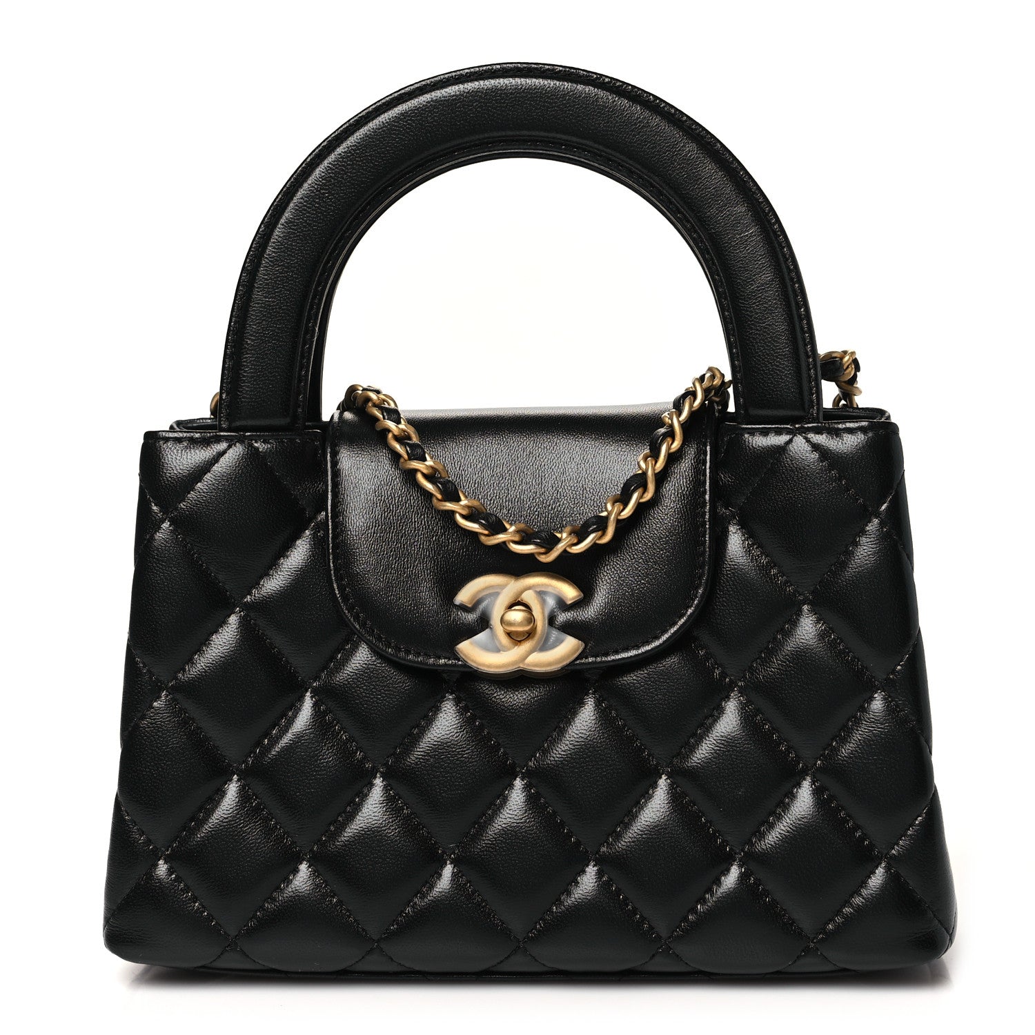 Chanel Shiny Aged Calfskin Quilted Nano Kelly Shopper Black 1 of 11