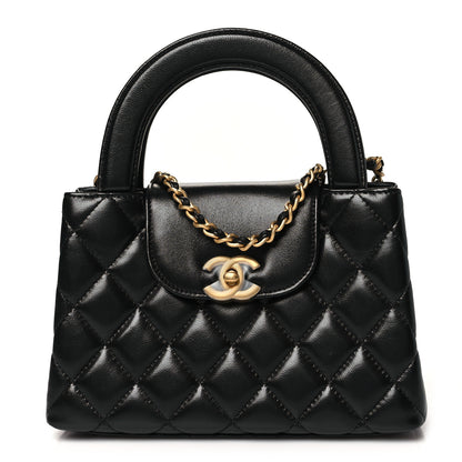 Chanel Shiny Aged Calfskin Quilted Nano Kelly Shopper Black 1 of 11