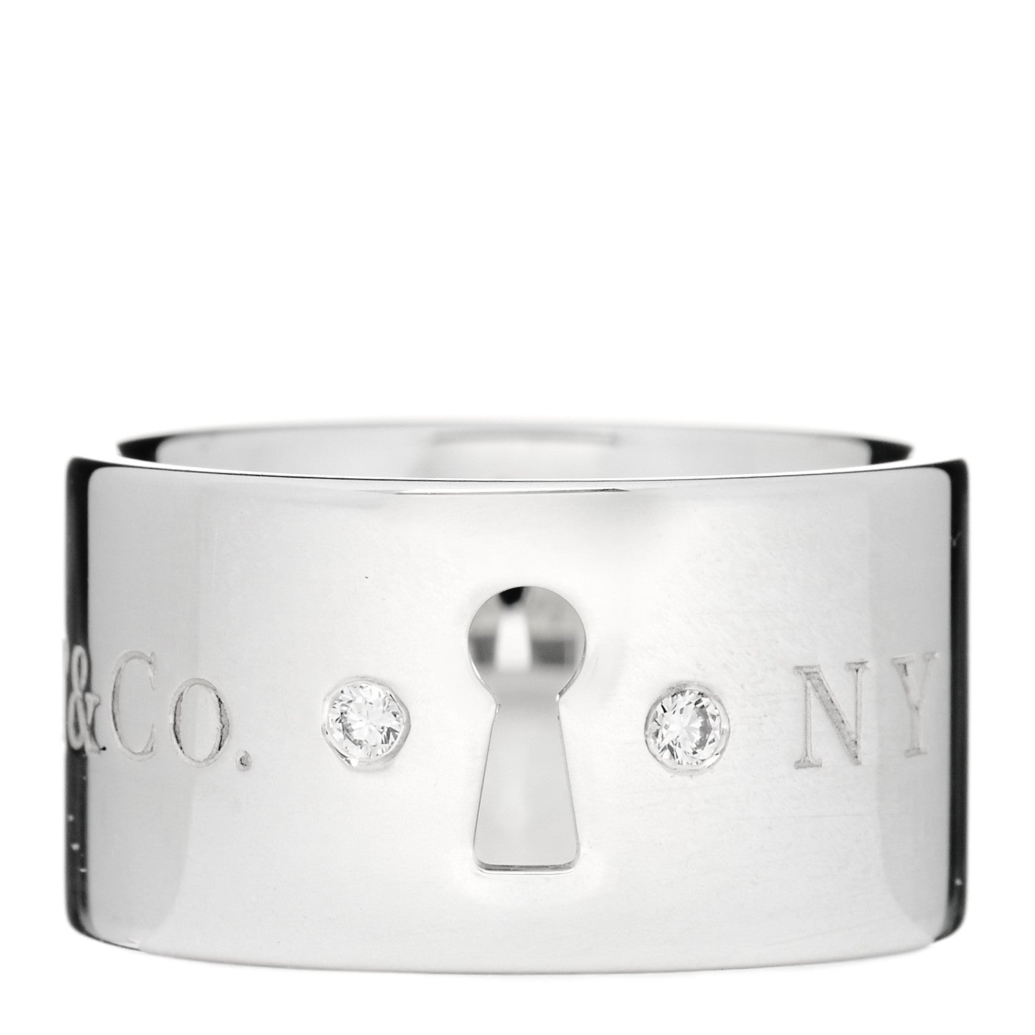 Tiffany Sterling Silver Diamond Wide Locks Band Ring 47 4 1 of 5