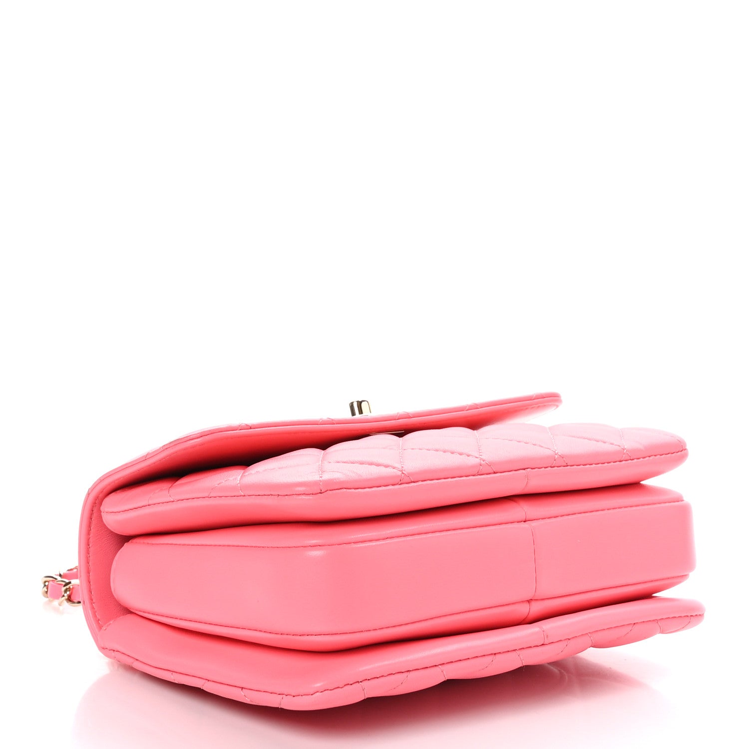 Chanel Lambskin Lacquered Quilted Mini Trendy CC Dual Handle Flap Bag Coral Pink 4 of 10
