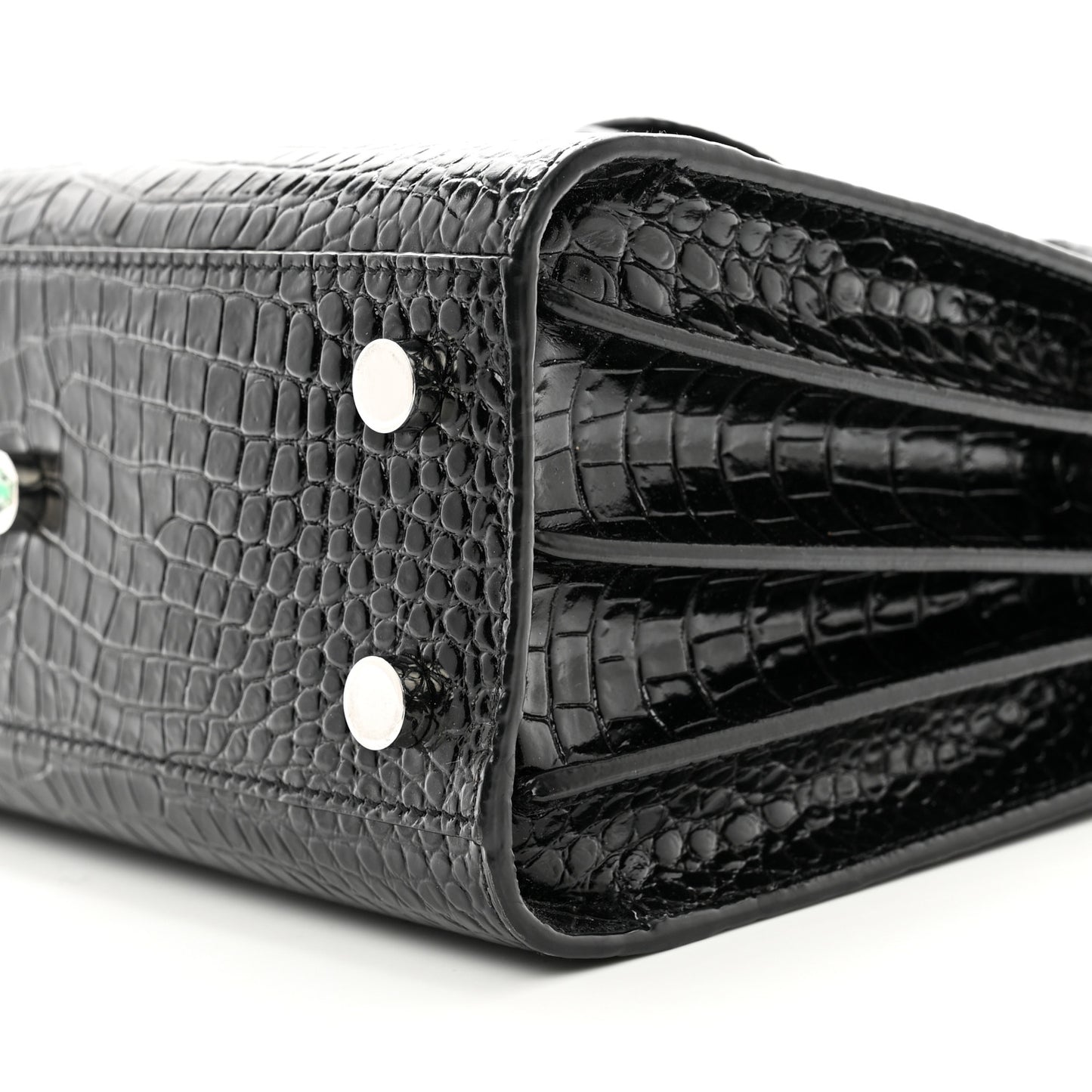 Calfskin Crocodile Embossed Nano Sac De Jour Black