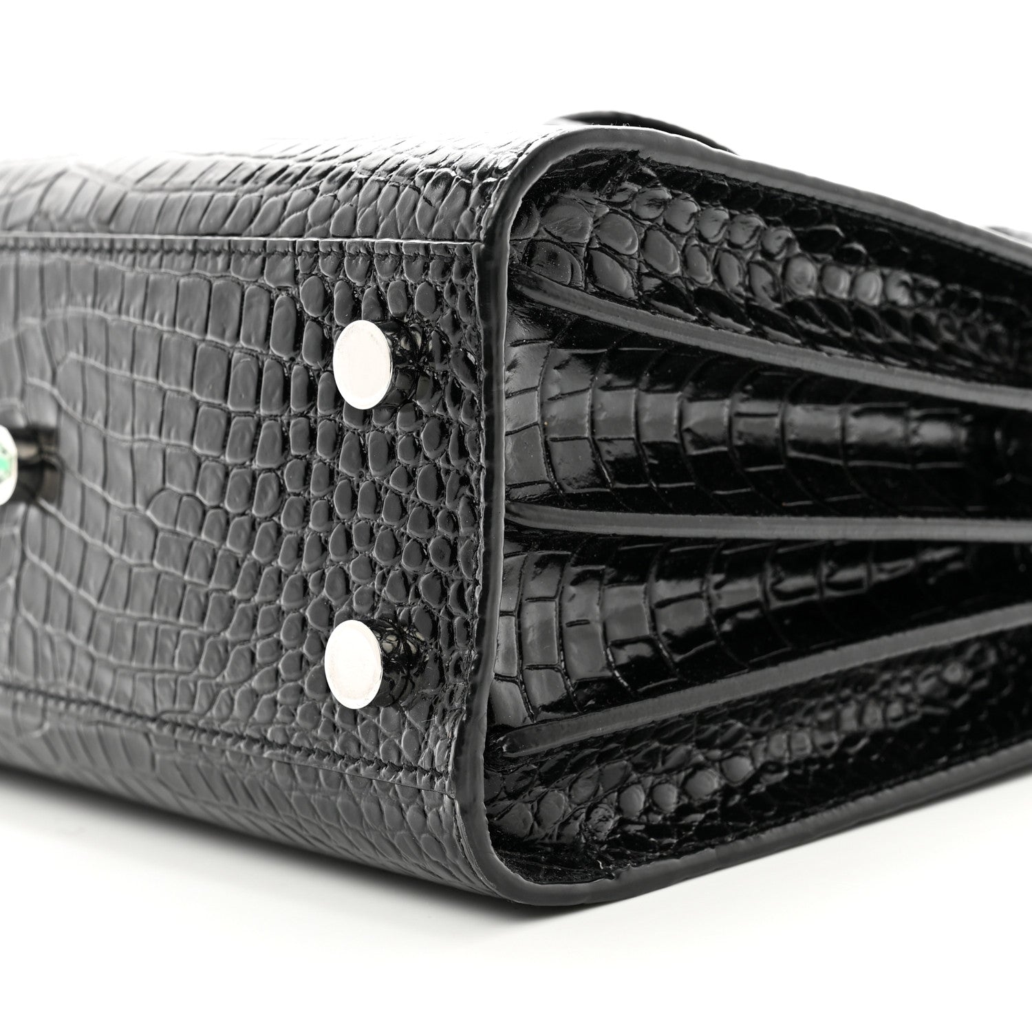 Saint Laurent Calfskin Crocodile Embossed Nano Sac De Jour Black 10 of 10