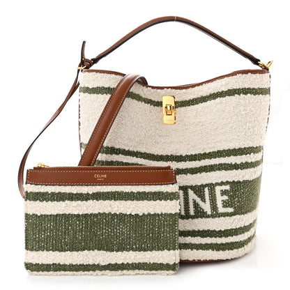 Celine Canvas Smooth Calfskin Logo Bucket 16 Bag Khaki Tan 3 of 15