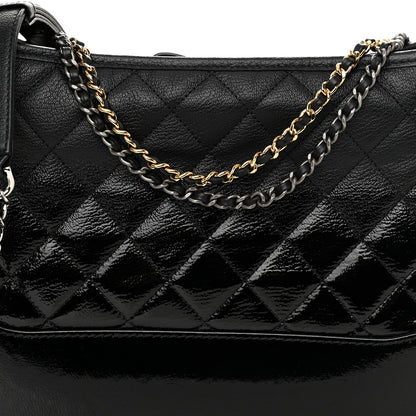 Chanel Patent Goatskin Quilted Medium Gabrielle Hobo Black 8 of 10