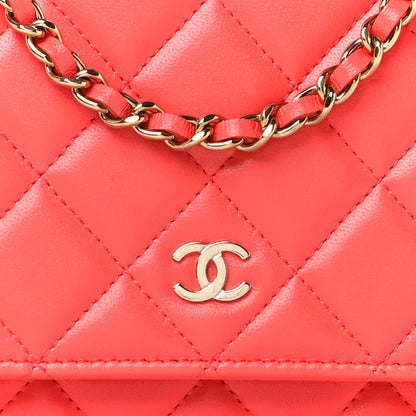 Chanel Lambskin Quilted Wallet On Chain WOC Orange 9 of 11