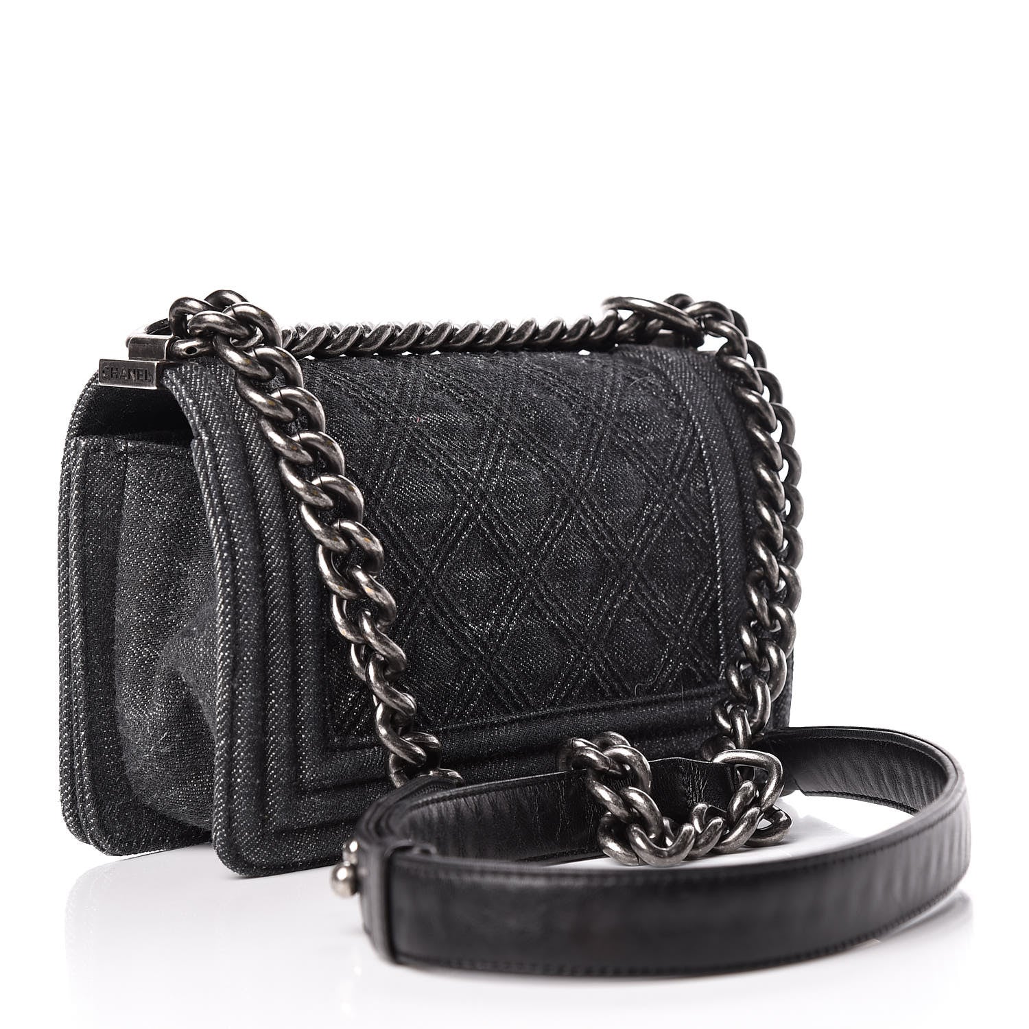 Chanel Denim Quilted Small Boy Flap Black 3 of 14