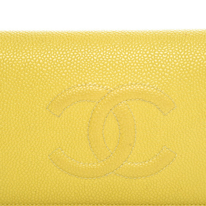Chanel Caviar Timeless CC Yen Wallet Yellow 9 of 19