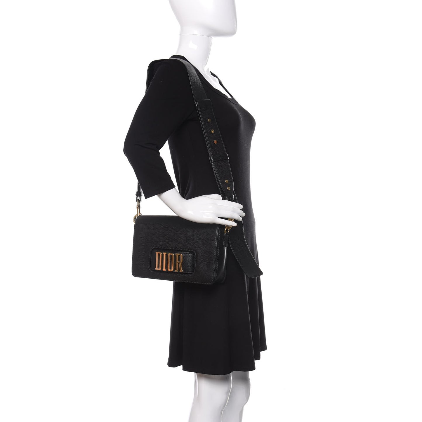 Grained Calfskin Dio(r)evolution Flap Bag Black