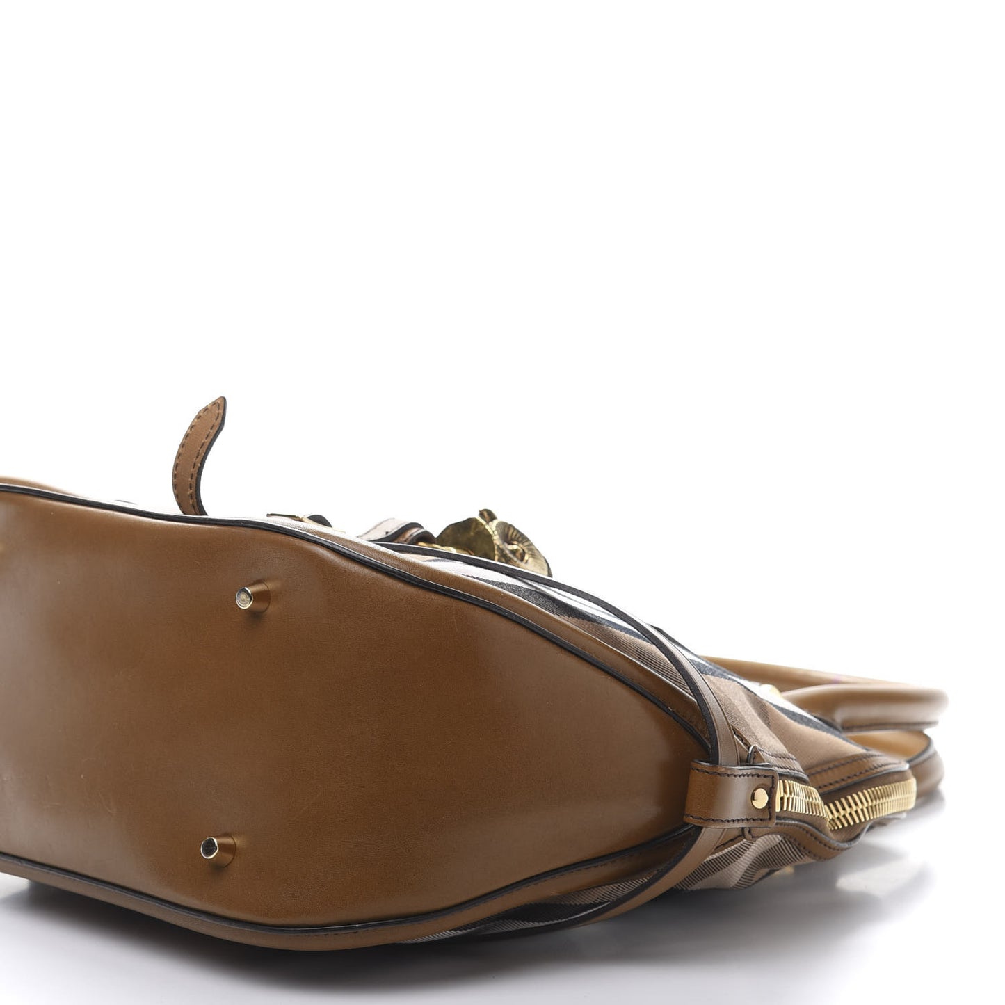 Bridle Calfskin House Check Owl Medium Orchard Bowling Bag Brown Ochre