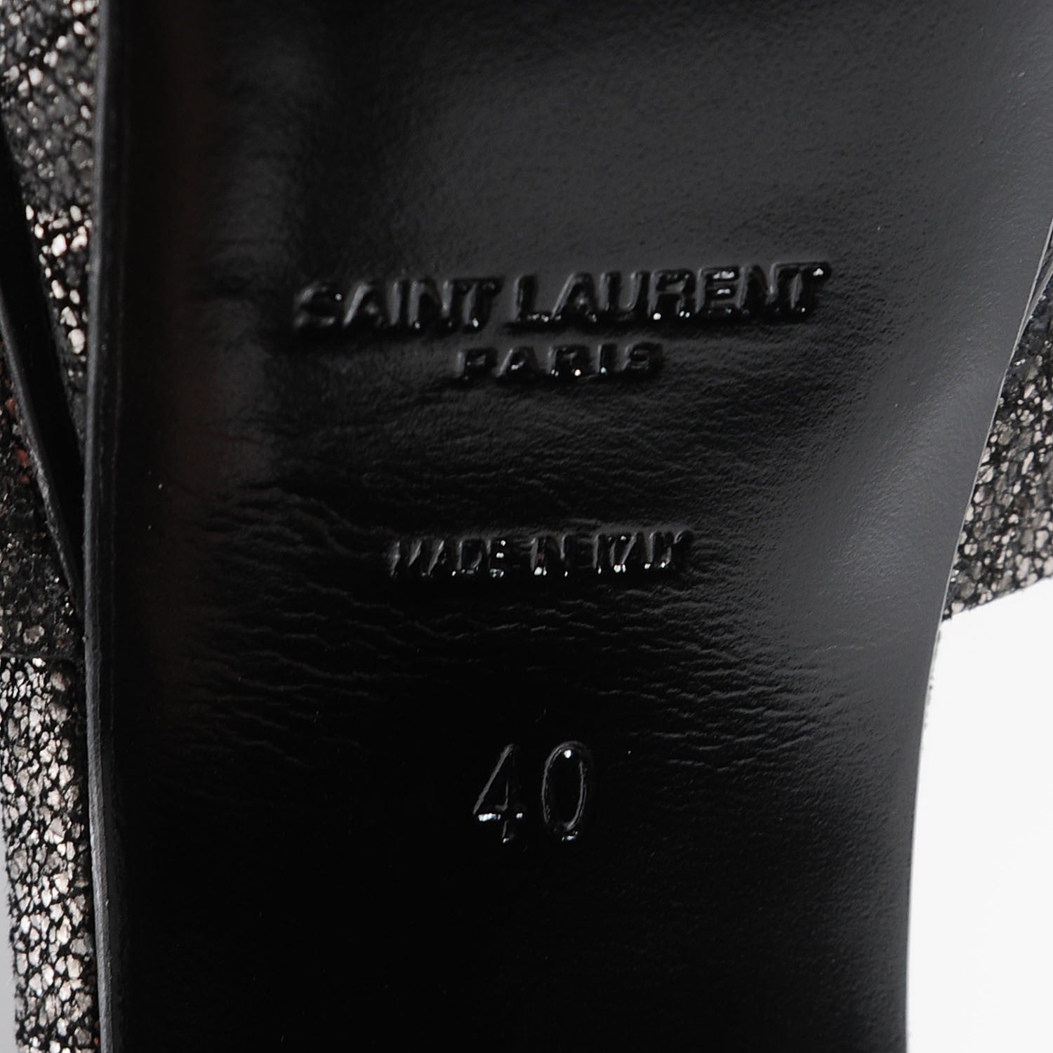 Saint Laurent Metallic Calfskin Crocodile Embossed Tribute 105 Platform Sandals 40 Anthracite 6 of 6