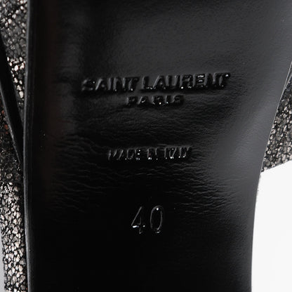 Saint Laurent Metallic Calfskin Crocodile Embossed Tribute 105 Platform Sandals 40 Anthracite 6 of 6