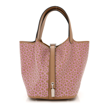 Hermes Swift Lucky Daisy Picotin Lock 18 PM Chai Rose White 1 of 10