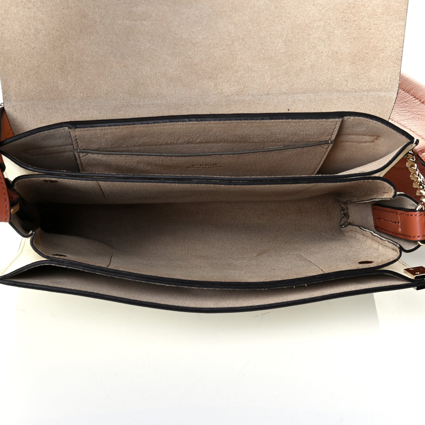 Calfskin Small Colorblock Faye Shoulder Bag Brown White