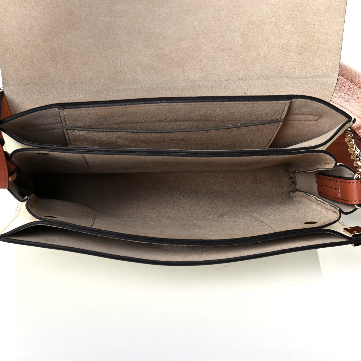 Chloe Calfskin Small Colorblock Faye Shoulder Bag Brown White 4 of 5