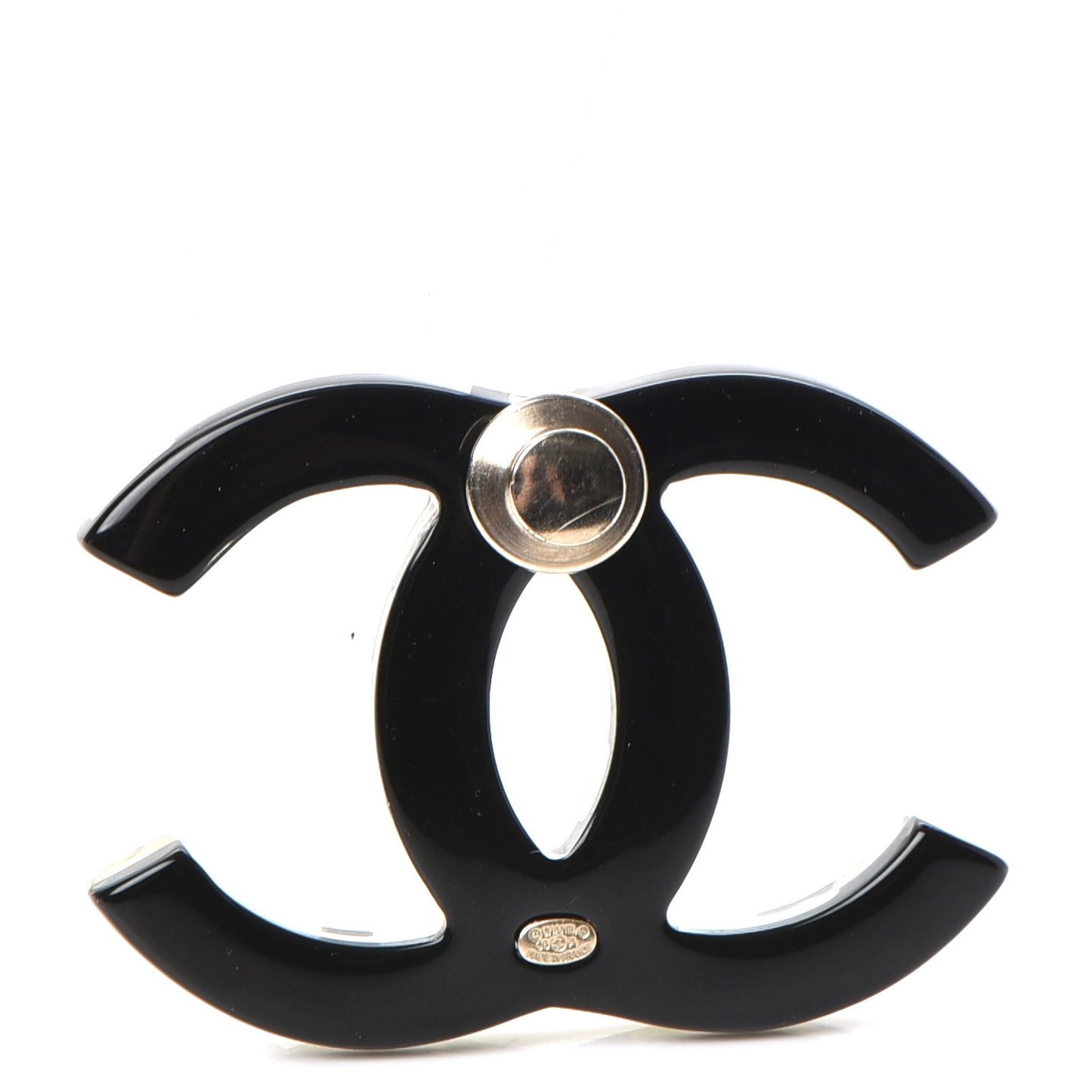 Resin Pearl Enamel Striped CC Brooch Black White