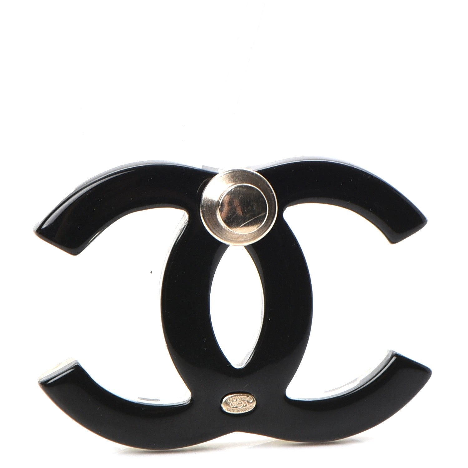Chanel Resin Pearl Enamel Striped CC Brooch Black White 3 of 6