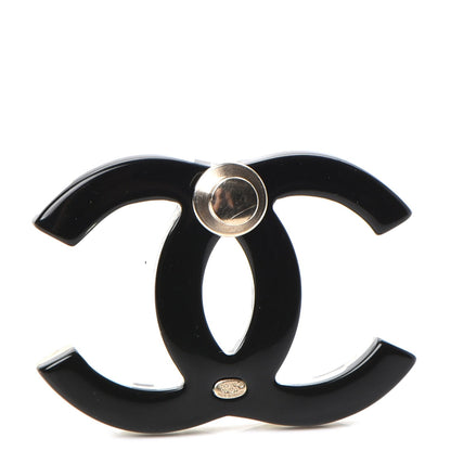 Chanel Resin Pearl Enamel Striped CC Brooch Black White 3 of 6