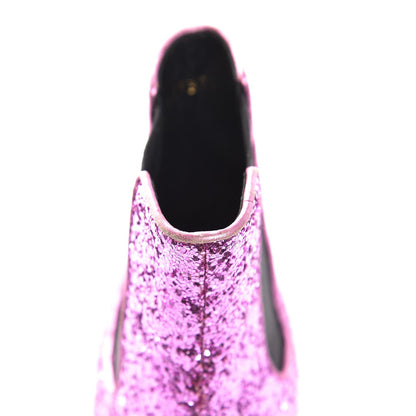Saint Laurent Metallic Glitter Calfskin Babies Chelsea 90 Ankle Boot 35.5 Pink 10 of 10