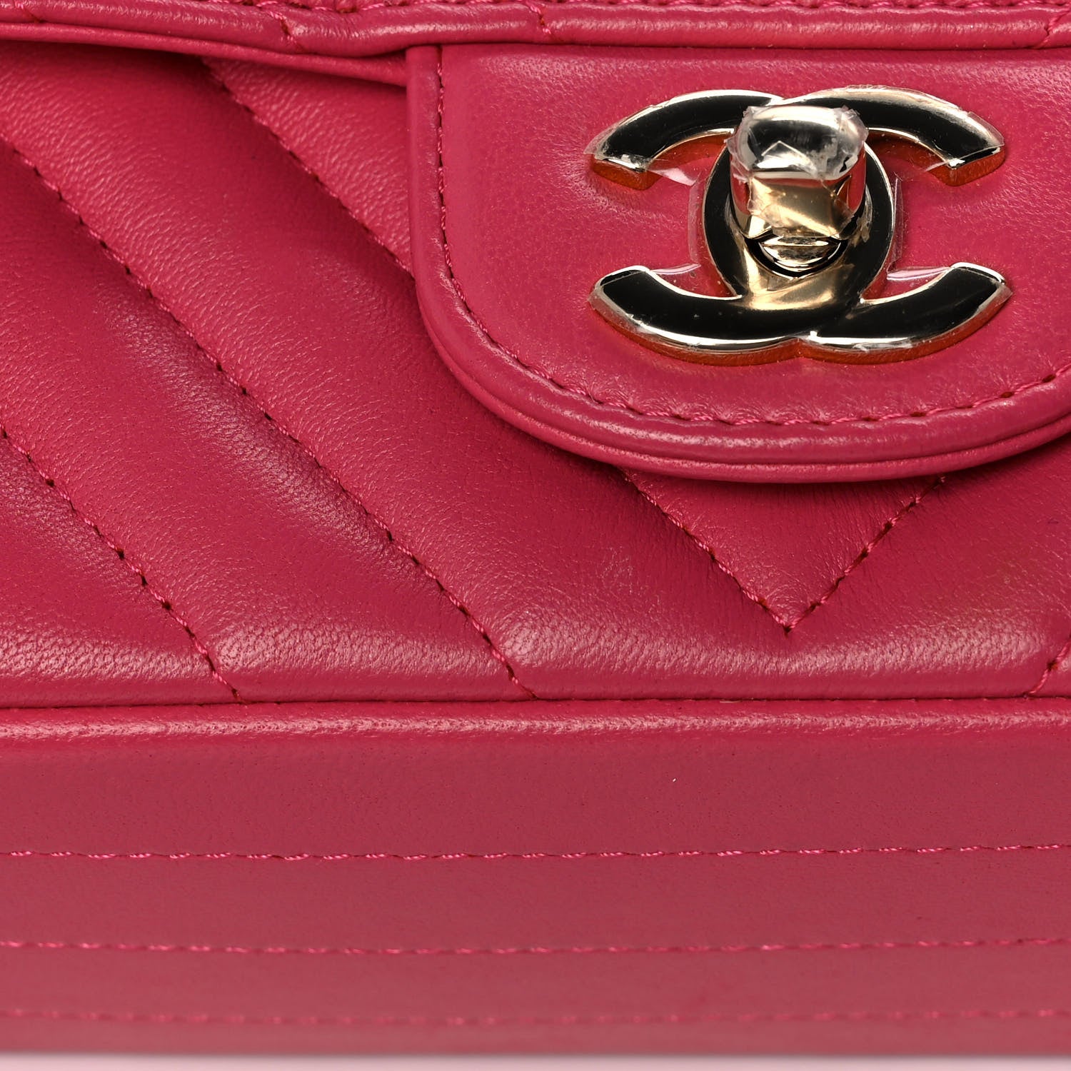Chanel Lambskin Chevron Quilted Mini Rectangular Flap Dark Pink 12 of 15