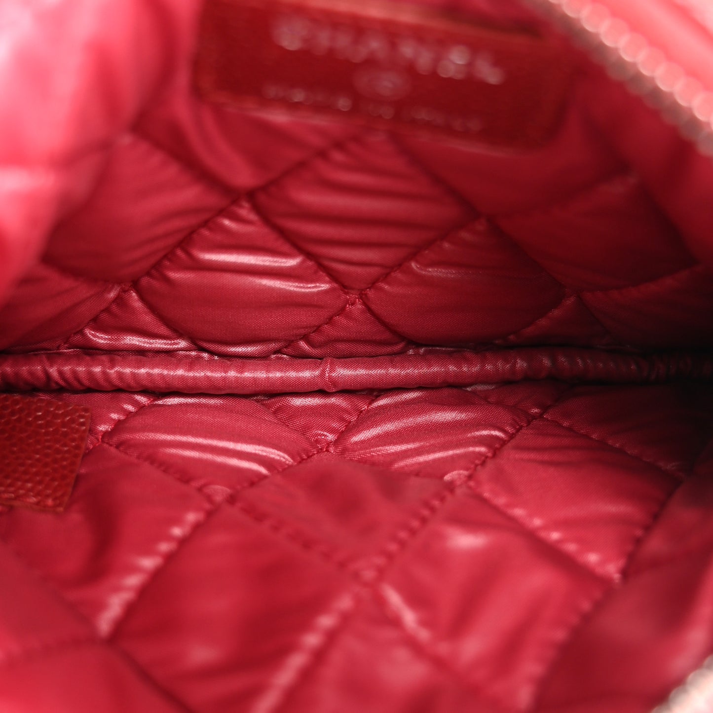 Caviar Quilted Small Cosmetic Case Dark Red