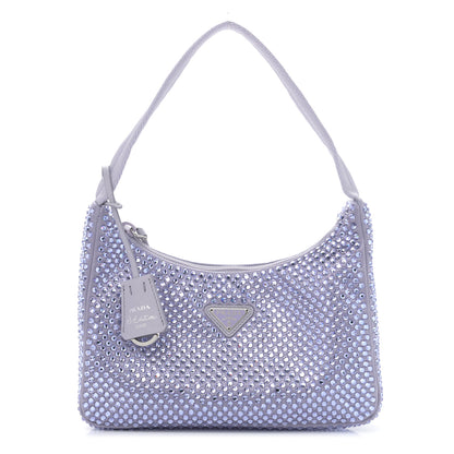 Prada Satin Crystal Mini Re-Edition 2000 Bag Glicine 1 of 10