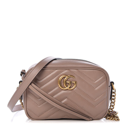 Gucci Calfskin Matelasse Mini GG Marmont Chain Shoulder Bag Nude 1 of 11
