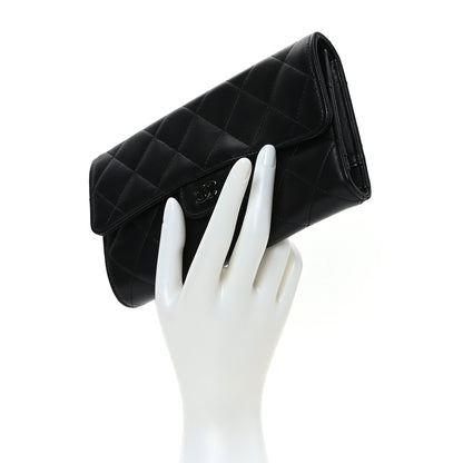Chanel Lambskin Quilted Large Flap Wallet Black 2 of 8