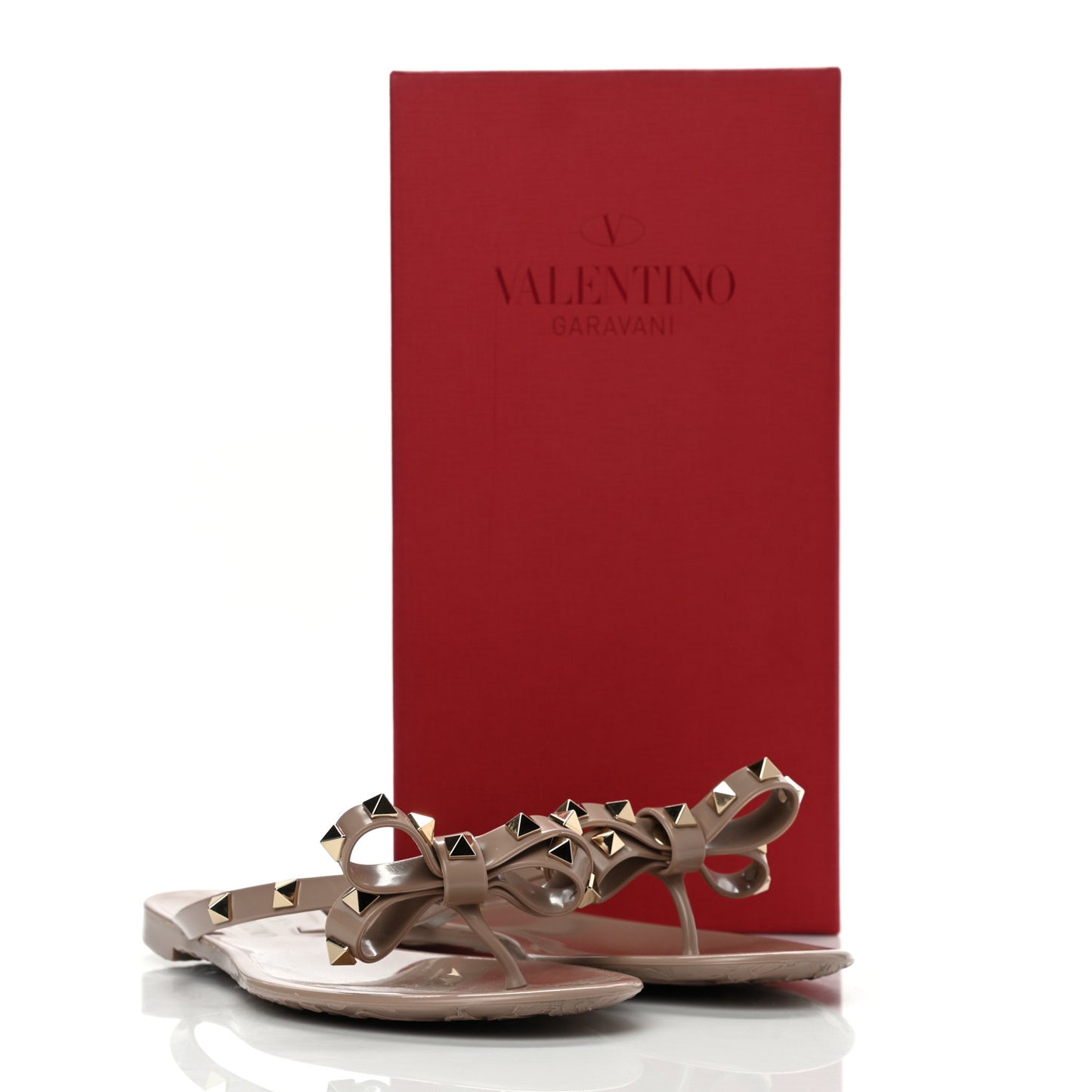 PVC Jelly Rockstud Bow Thong Sandals 38 Poudre