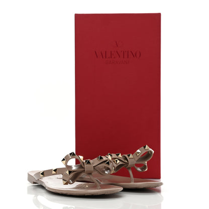 Valentino Garavani PVC Jelly Rockstud Bow Thong Sandals 38 Poudre 8 of 8