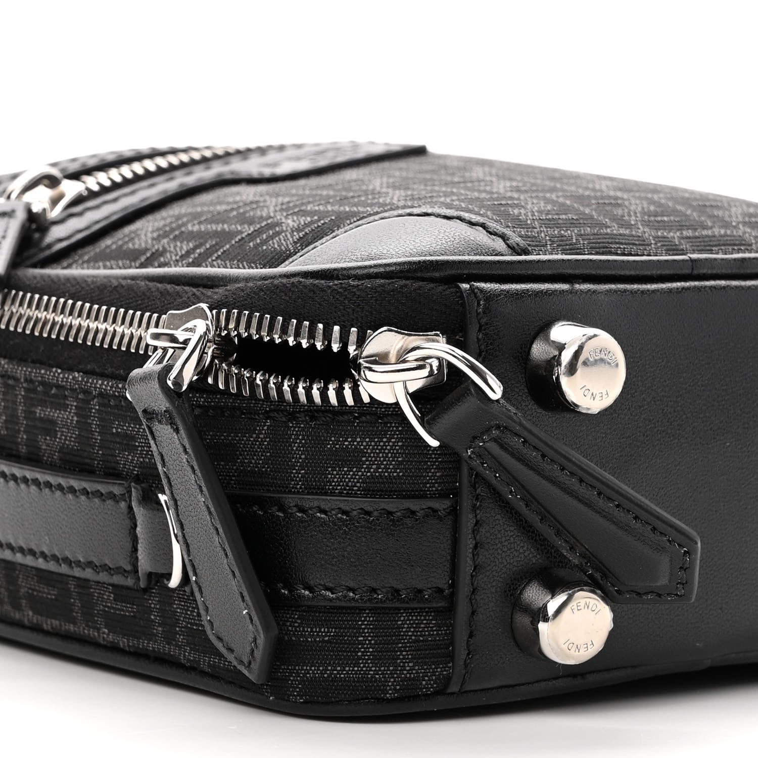 Fendi Recycled Fabric Jacquard Vitello Astro Micro FF Mini Trolley Bag Asfalto Black 9 of 10