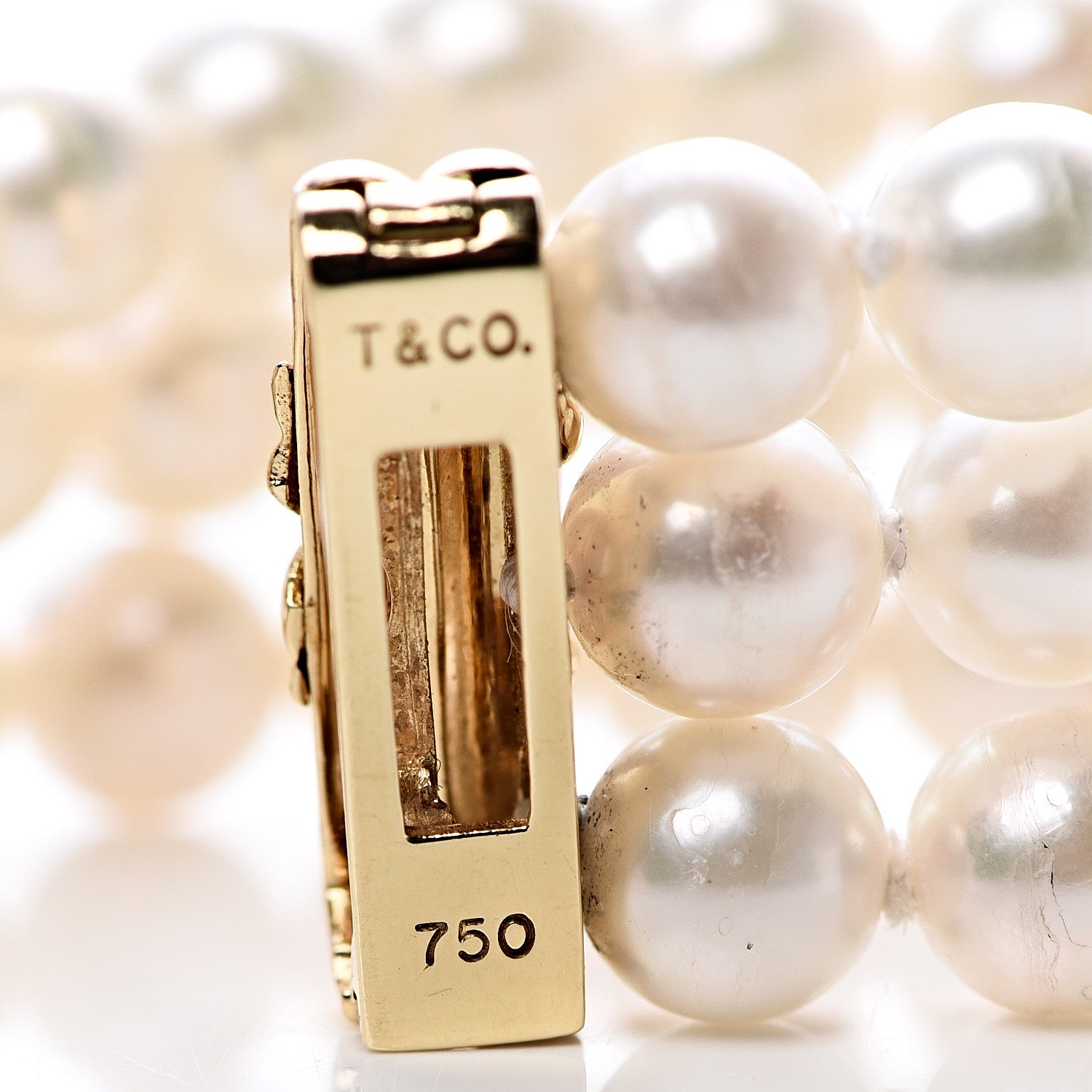Tiffany 18K Yellow Gold Akoya Pearl Signature X Triple Strand Bracelet 4 of 6
