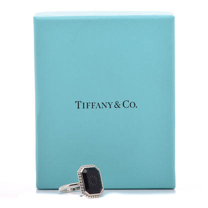 Tiffany Sterling Silver Onyx Ziegfeld Ring 53 6.25 6 of 6