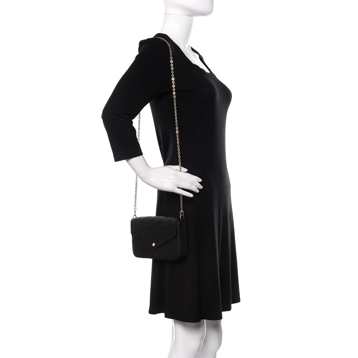 Louis Vuitton Empreinte Pochette Felicie Chain Wallet Black 2 of 11