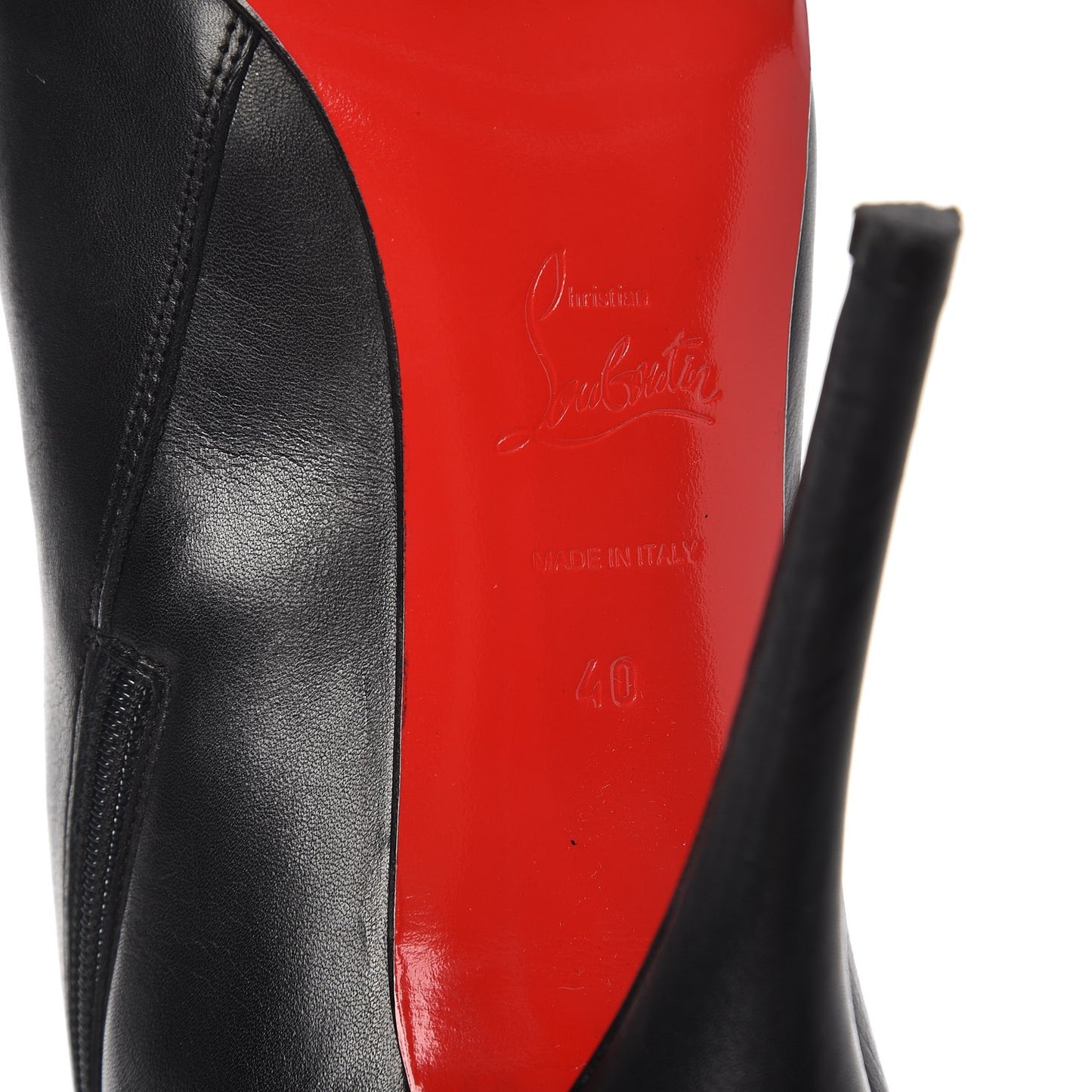 Kid Leather Ankle Boots Booties Heels 40 Black