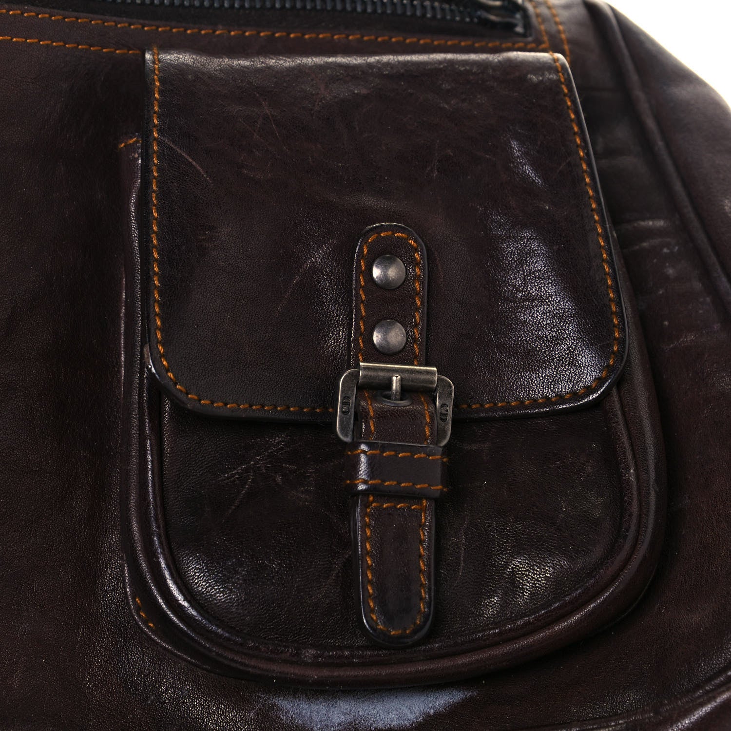 Christian Dior Calfskin Large Gaucho Double Saddle Bag Brown 22 of 30