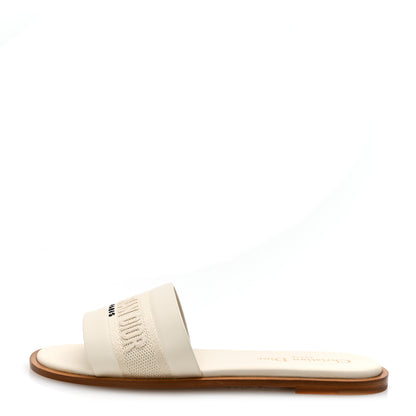 Christian Dior Calfskin Canvas Embroidered Dway Flat Slide Sandals 36 Off White 1 of 10