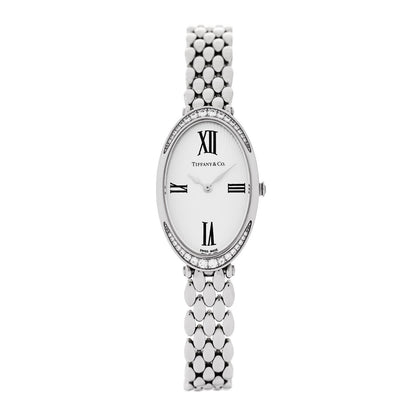Tiffany Stainless Steel Diamond 21mm 2-Hand Cocktail Quartz Watch 1 of 5