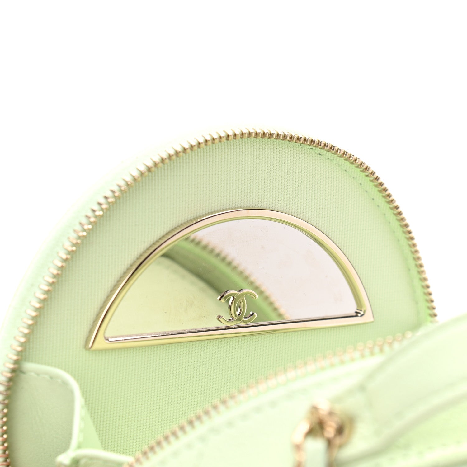 Chanel Caviar Quilted Round Handle With Care Vanity With Chain Light Green 8 of 13