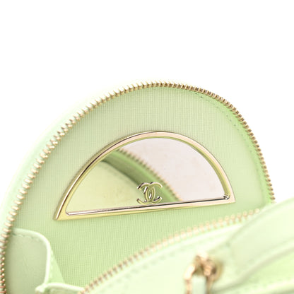 Chanel Caviar Quilted Round Handle With Care Vanity With Chain Light Green 8 of 13