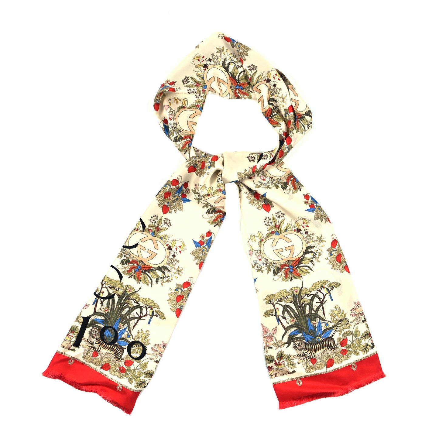 Silk Twill Lady Savanero Scarf Red Beige