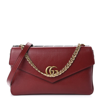 Gucci Calfskin Diagonal GG Medium Thiara Double Envelope Shoulder Bag Black Red 1 of 11