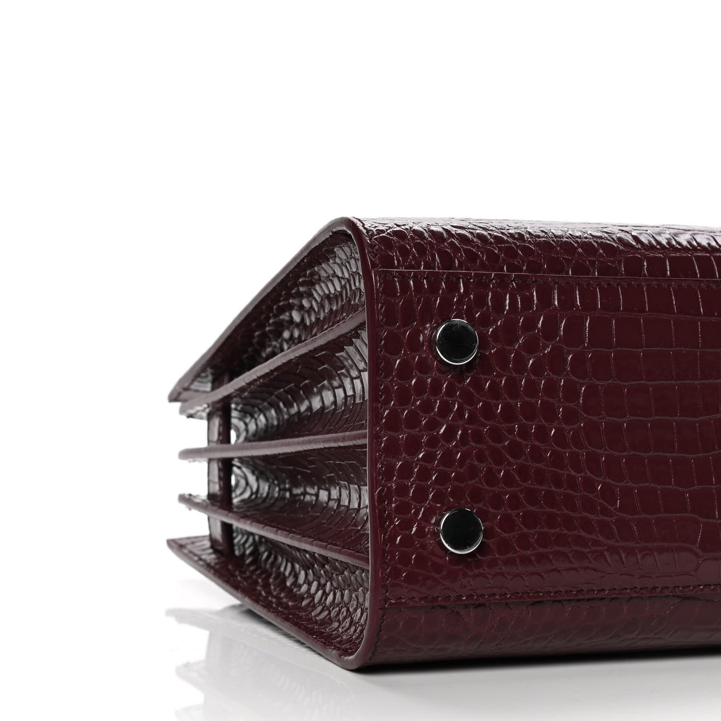 Calfskin Crocodile Embossed Baby Sac De Jour Bordeaux