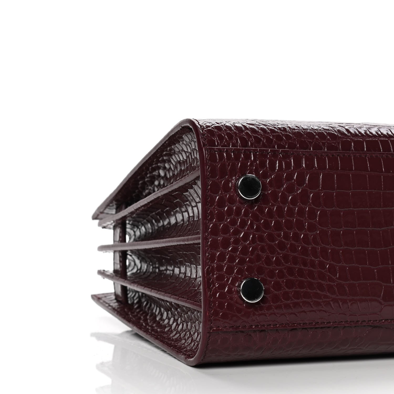 Saint Laurent Calfskin Crocodile Embossed Baby Sac De Jour Bordeaux 4 of 8